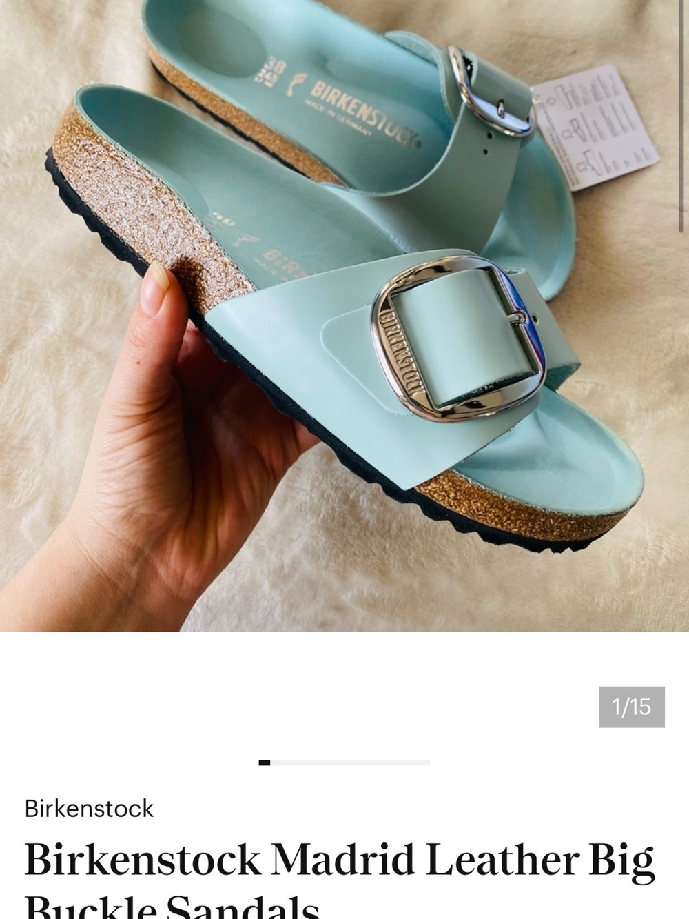 Birkenstock Madrid Big Buckle Sandals in Mint Blue